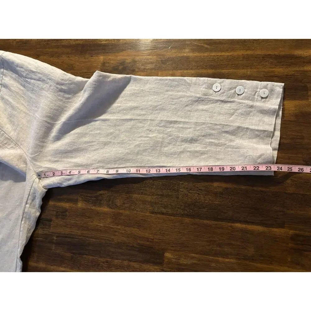 Chico’s 2 or US 12 Pants 100% Linen Straight Leg Pull On Crop 24" Inseam - Picture 9 of 10